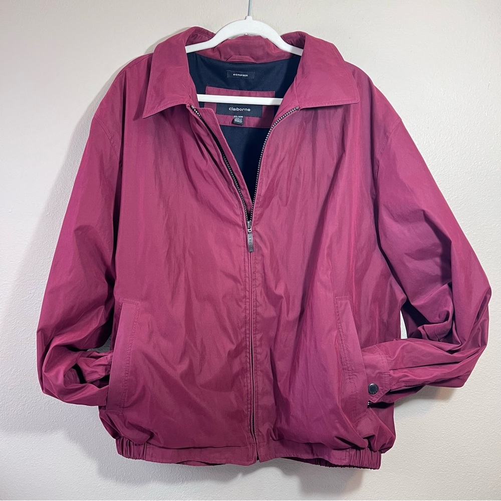Liz Claiborne microfiber lined zip jacket beautiful burgundy maroon size XXL